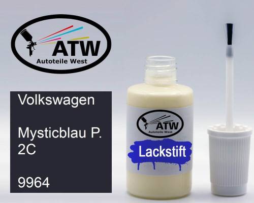 Volkswagen, Mysticblau P. 2C, 9964: 20ml Lackstift, von ATW Autoteile West.